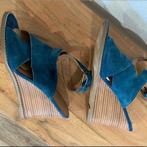 Caslon Blue Suede Ankle wrap heels